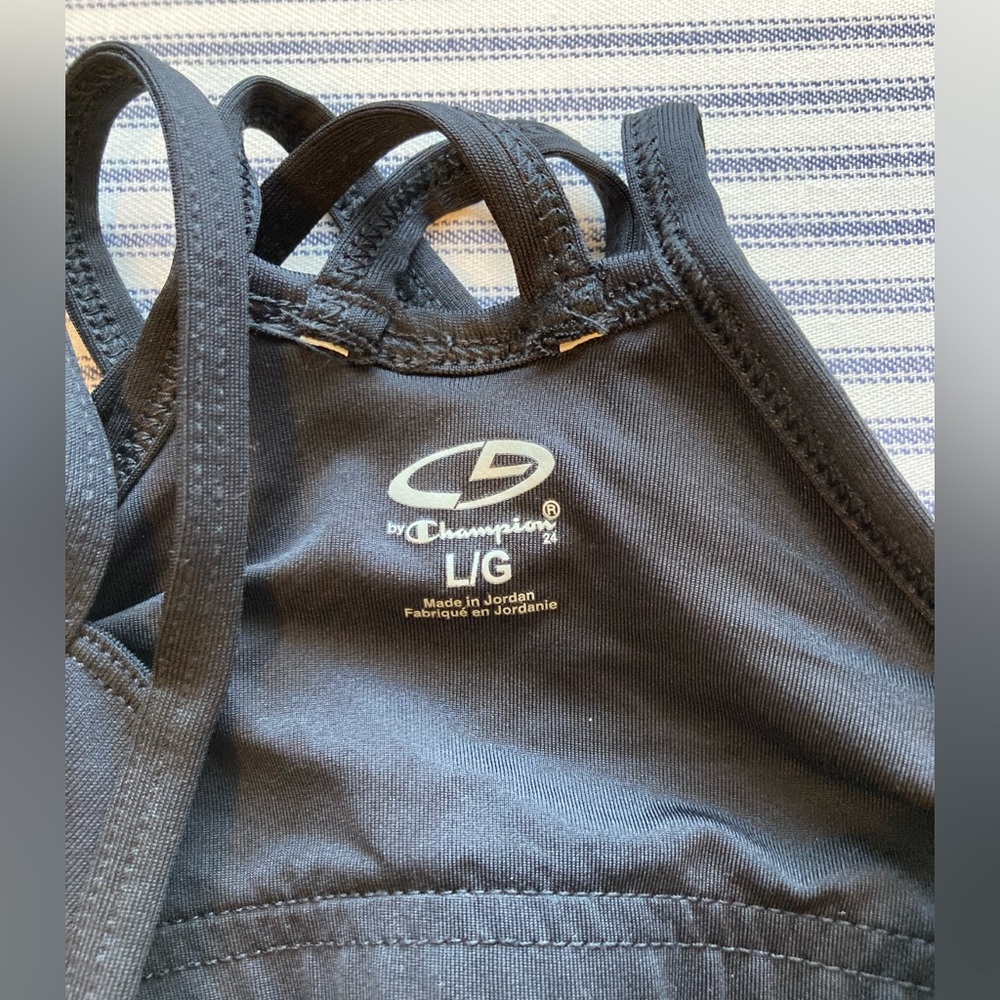 Champion Black Strappy Athletic Tank Top w/Drawstring Waist/Shelf Bra Size Large - Picture 4 of 11